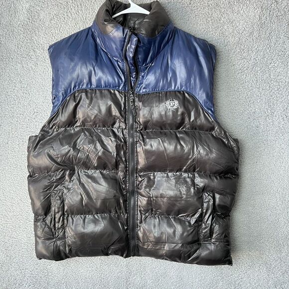 Phat Farm Vest Mens XXL Blue Black Classics Puffer Jacket‎ Full Zip Vintage 90s - Picture 1 of 11
